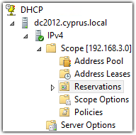 DHCP reservation scope