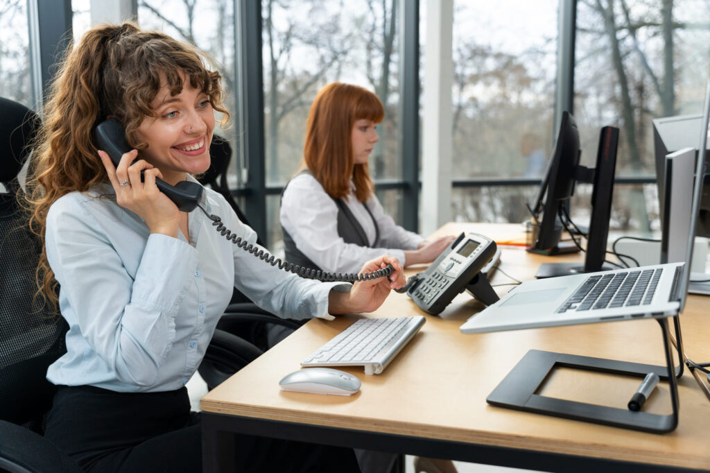 Customer representative using 3CX features of small business